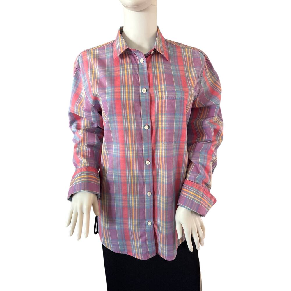 J. Crew Women's Preppy DadCore Madras Plaid Button Up Shirt Size 4 - Picture 2 of 9